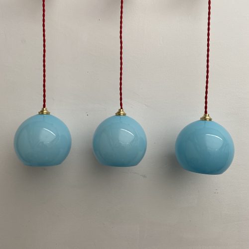 LOT 3 PETITES SUSPENSIONS OPALINE BLEUE / ref : L1020
