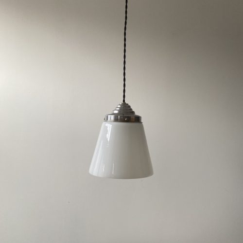 SUSPENSION VINTAGE EN OPALINE 18 cm / ref : L1200