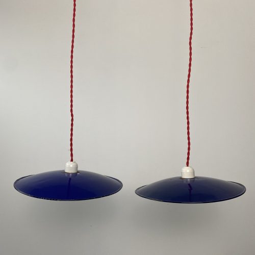 LOT 2 SUSPENSIONS EMAILLEES BLEUES 28 CM / ref : L1135