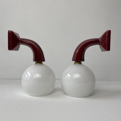 PAIRE D'APPLIQUES EN PORCELAINE / ref : L1354