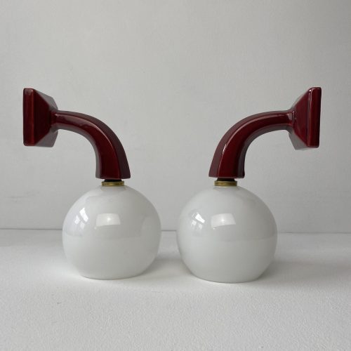 PAIRE D'APPLIQUES EN PORCELAINE / ref : L1354