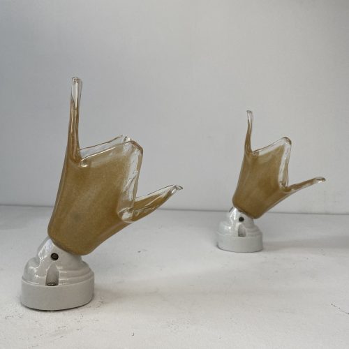 PAIRE D'APPLIQUES PORCELAINE ET VERRE / ref: L1620