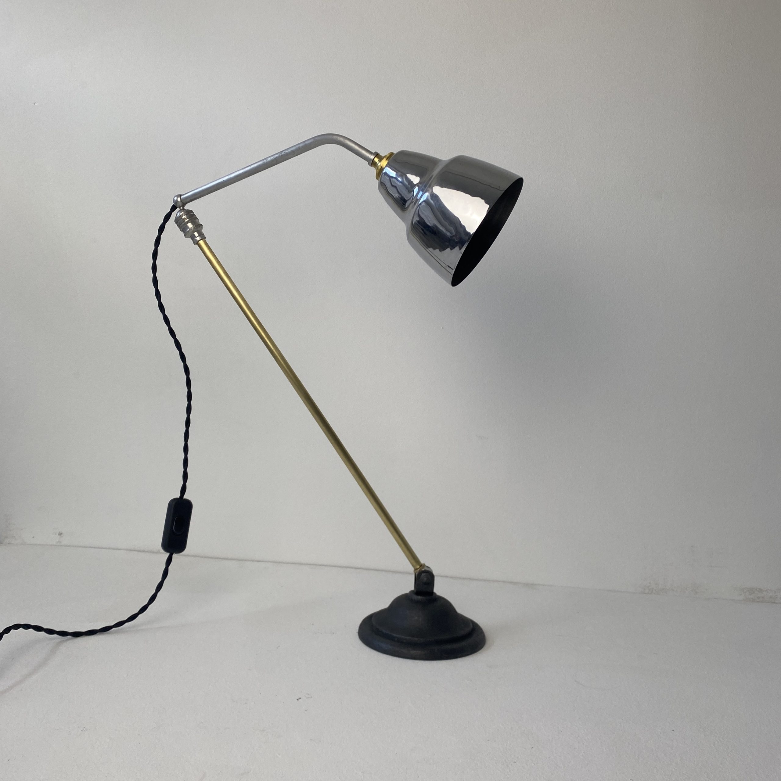 Lampe de bureau vintage réflecteur en opaline