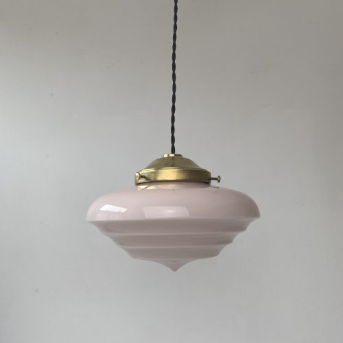 SUSPENSION ART-DECO EN OPALINE ROSE / ref : L1716
