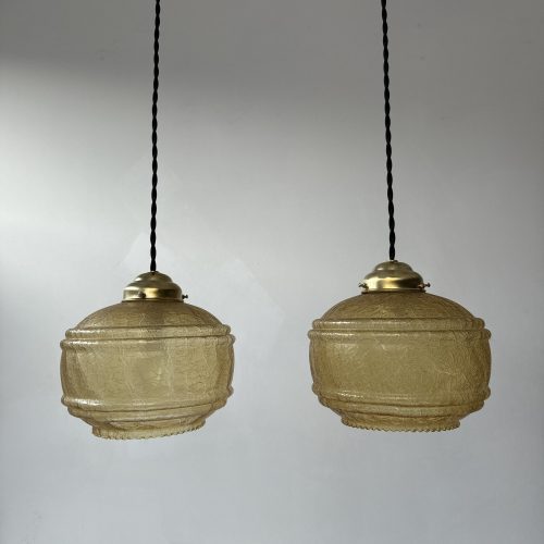 PAIRE SUSPENSIONS EN VERRE TEXTURE / ref : L1929