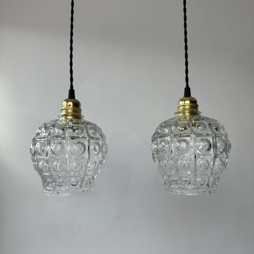 PAIRE SUSPENSIONS EN VERRE BULLE / ref : L1931