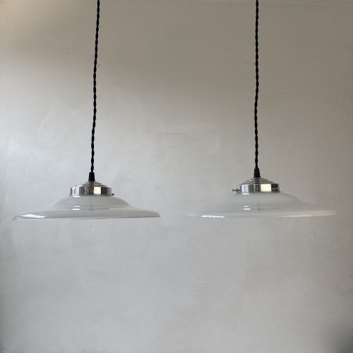 PAIRE SUSPENSIONS OPALINE 30 CM / ref : L2260