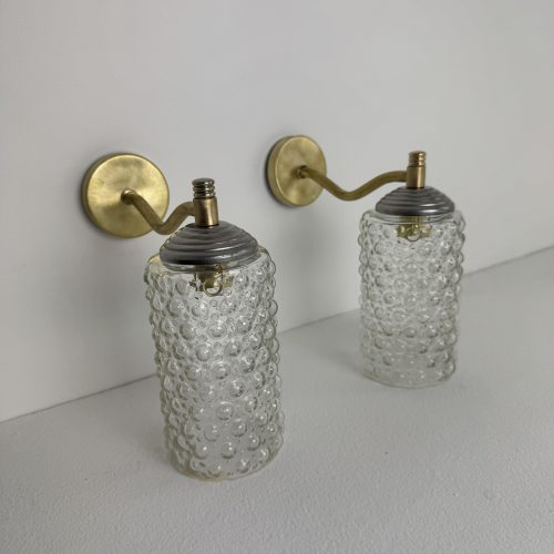 PAIRE D'APPLIQUE EN VERRE BULLE  / ref : L2284