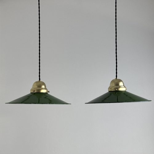 PAIRE SUSPENSIONS D'ATELIER EMAILLEES / ref : L2374