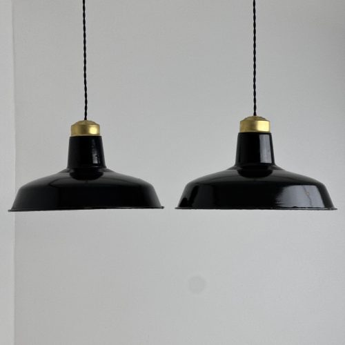 PAIRE SUSPENSIONS D'ATELIER EMAILLEES / ref : L2383