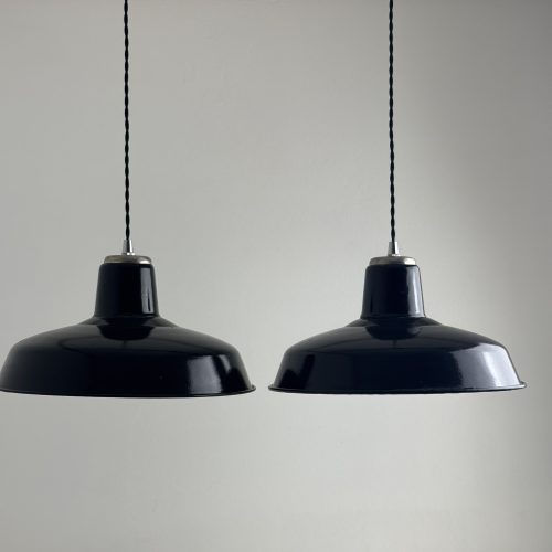 PAIRE SUSPENSIONS D'ATELIER EMAILLÉES / ref : L2390