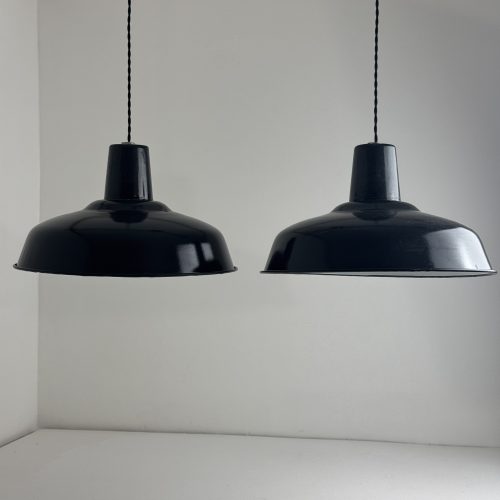 PAIRE SUSPENSIONS D'ATELIER EMAILLÉES / ref : L2406