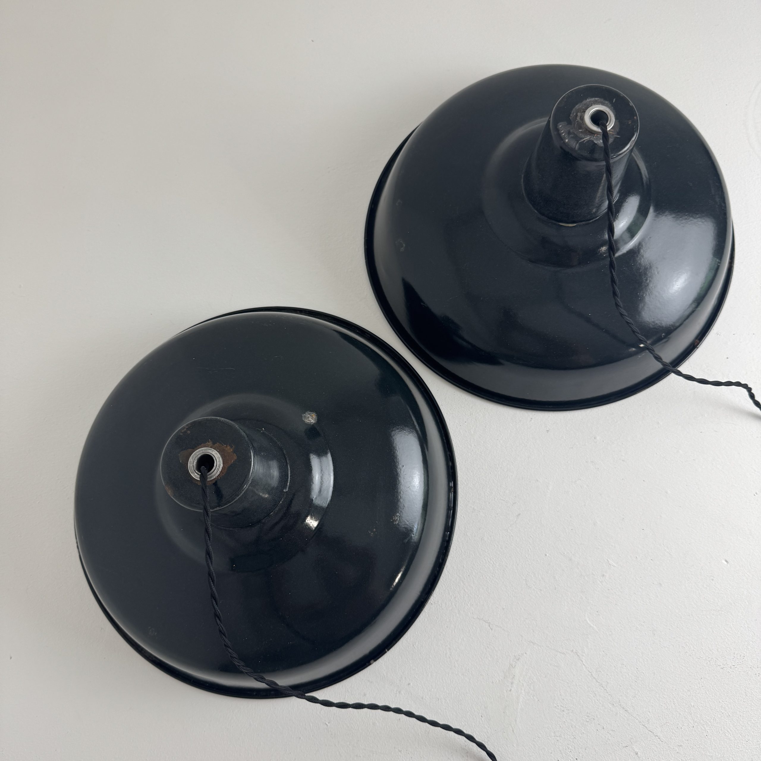 PAIRE SUSPENSIONS D'ATELIER EMAILLÉES / ref : L2406