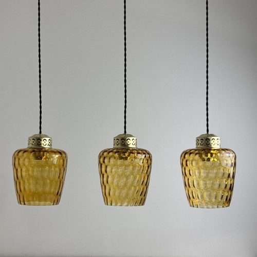 LOT 3 SUSPENSIONS VERRE TEXTURÉ AMBRÉ / ref : L2454